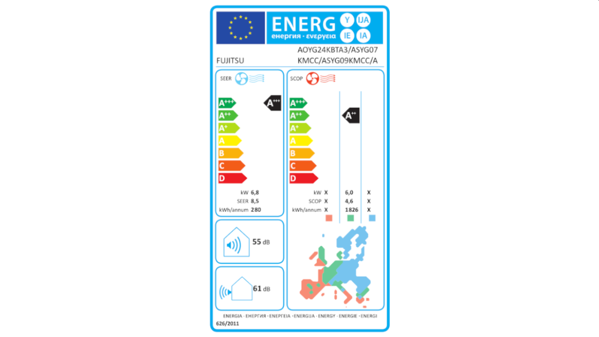 Fujitsu multi klima uređaj, komplet AOYG24KBTA3 ASYG09KMCE x3 energetska