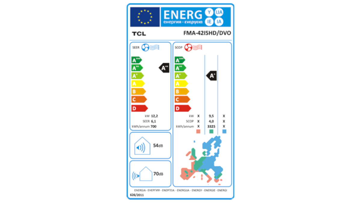 TCL multi klima uređaj, komplet FMA 42I5HD DVOFMA 09CHSD TPG11I x4 + FMA 12CHSD TPG11 energetska