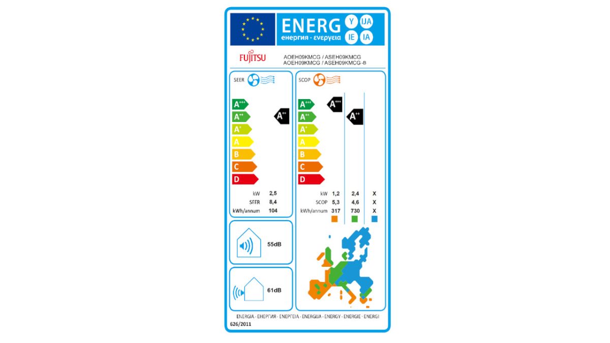 Fujitsu energetska naljepnica 09KMCG