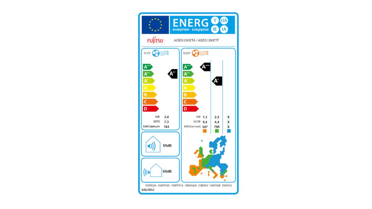 Fujitsu energetska naljepnica 12KETA