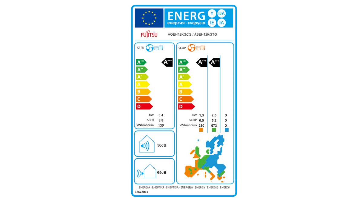 Fujitsu energetska naljepnica 12KGCG