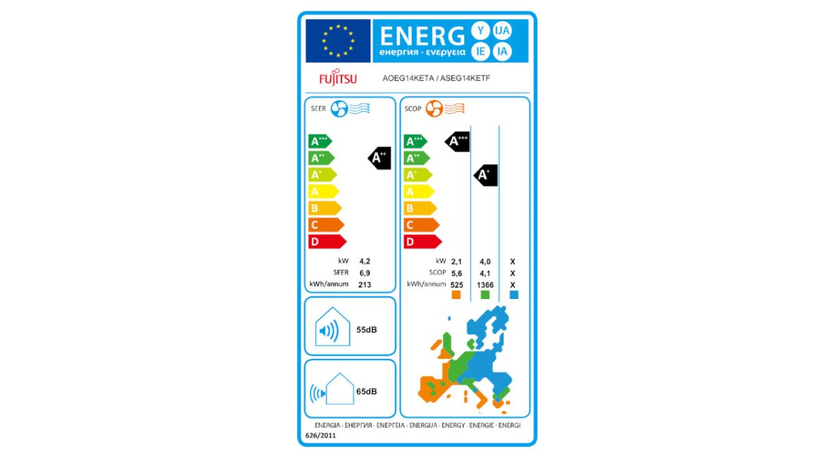 Fujitsu energetska naljepnica 14KETA