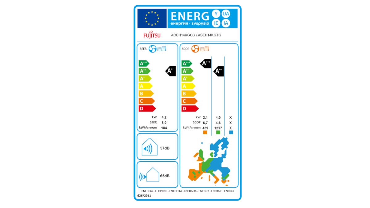 Fujitsu energetska naljepnica 14KGCG