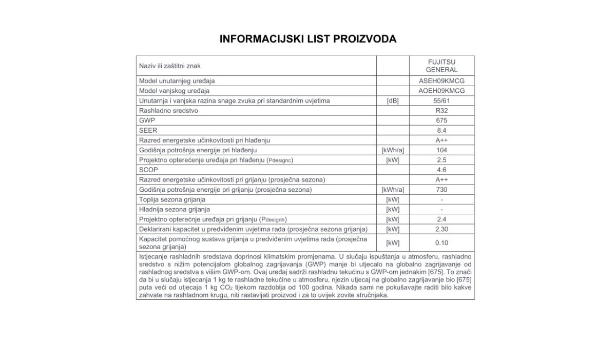 Fujitsu informacijski list 09KMCG