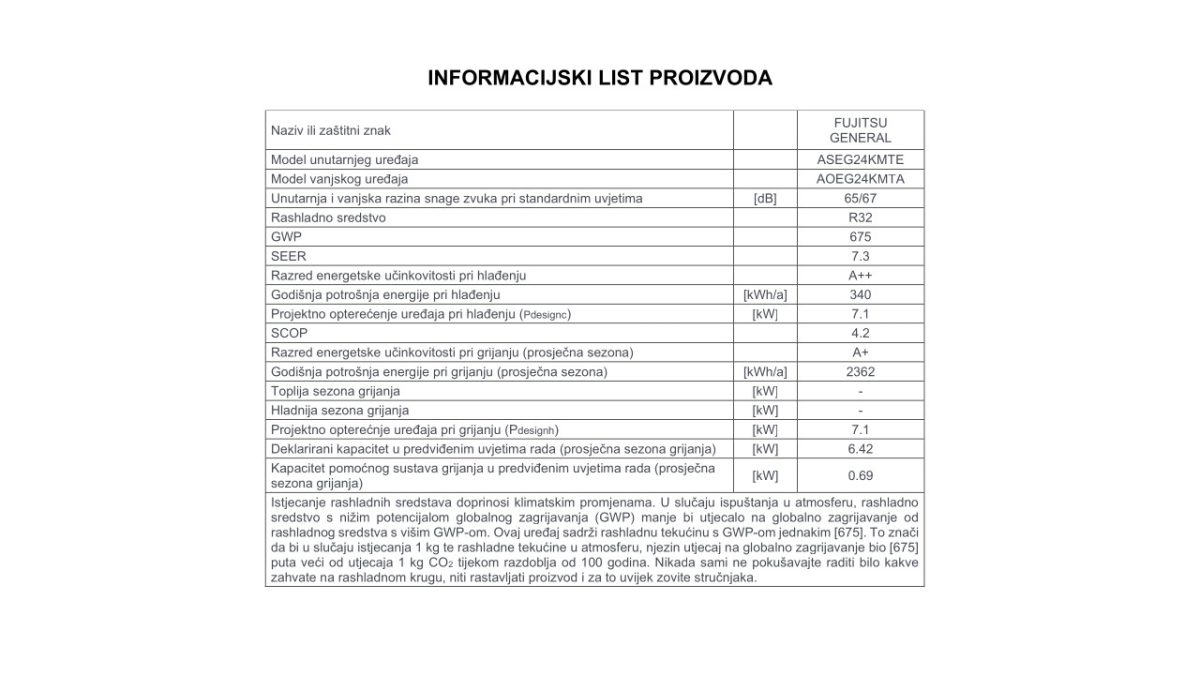 Fujitsu informacijski list 24KMTE