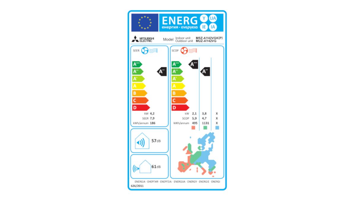 Mitsubishi Electric energetska naljepnica AY42