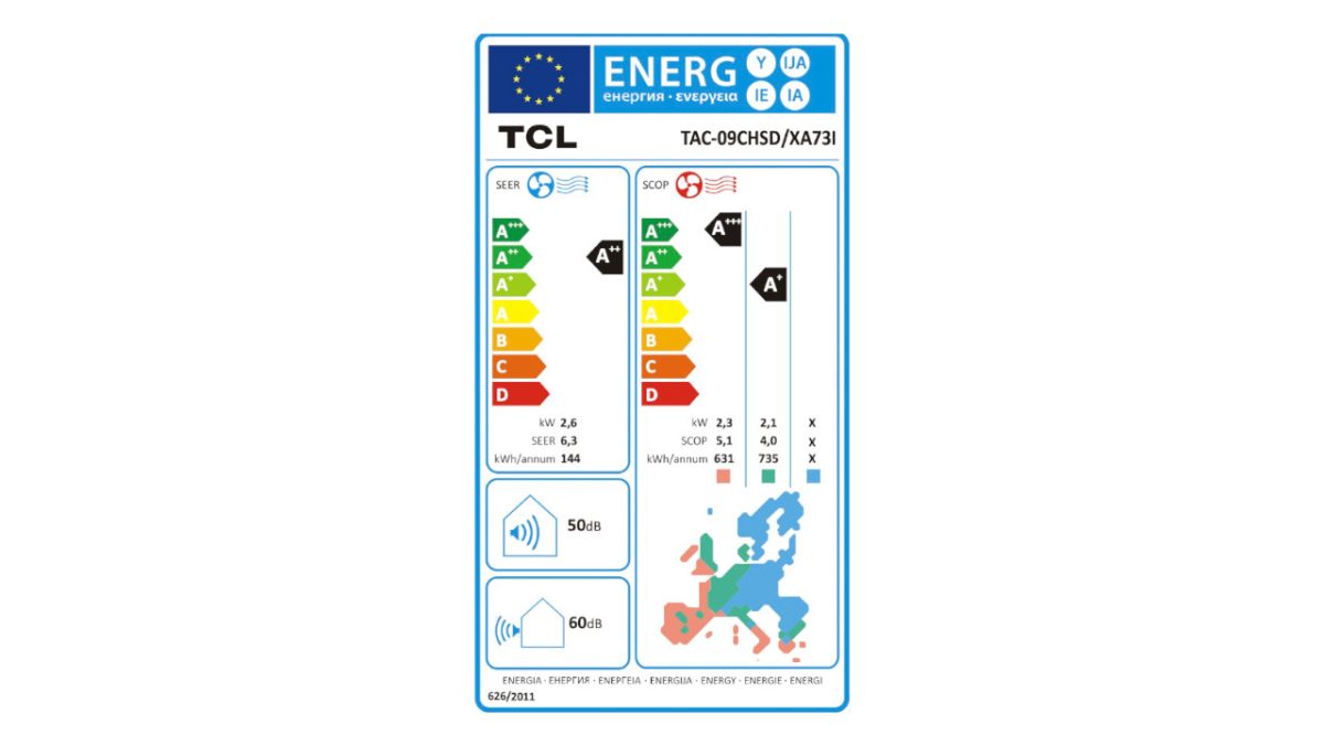 TCL energetska naljepnica Elite09