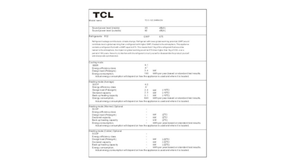 TCL informacijski list Console12