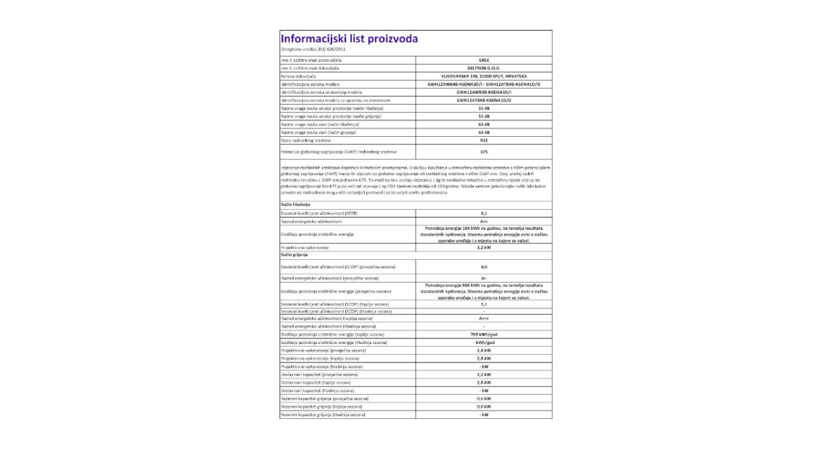 Gree informacijski list CosmoEconomical12